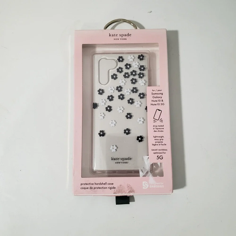 Kate Spade Phone Case Samsung Galaxy Note 10 Clear Black White‎ Floral Hardshell